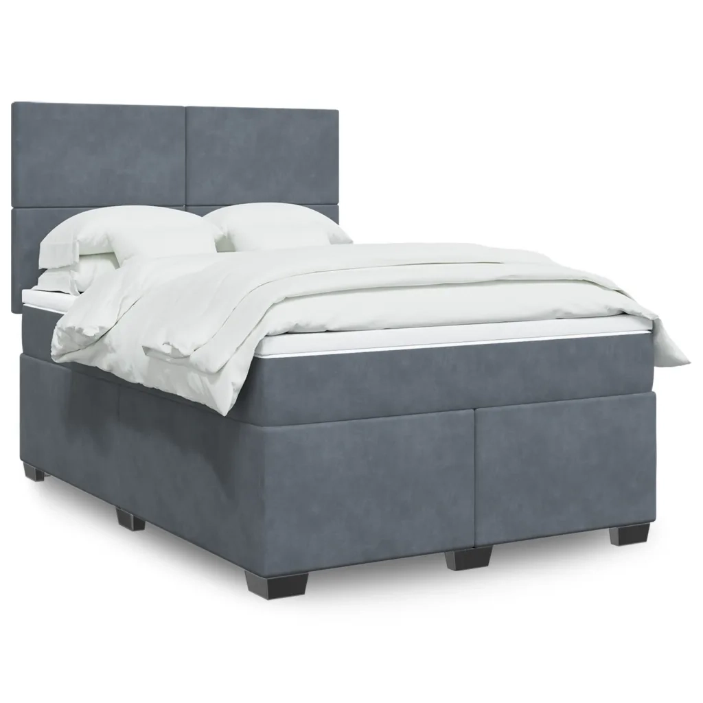 vidaXL Giroletto a Molle con Materasso Grigio Scuro 140x200 cm Velluto
