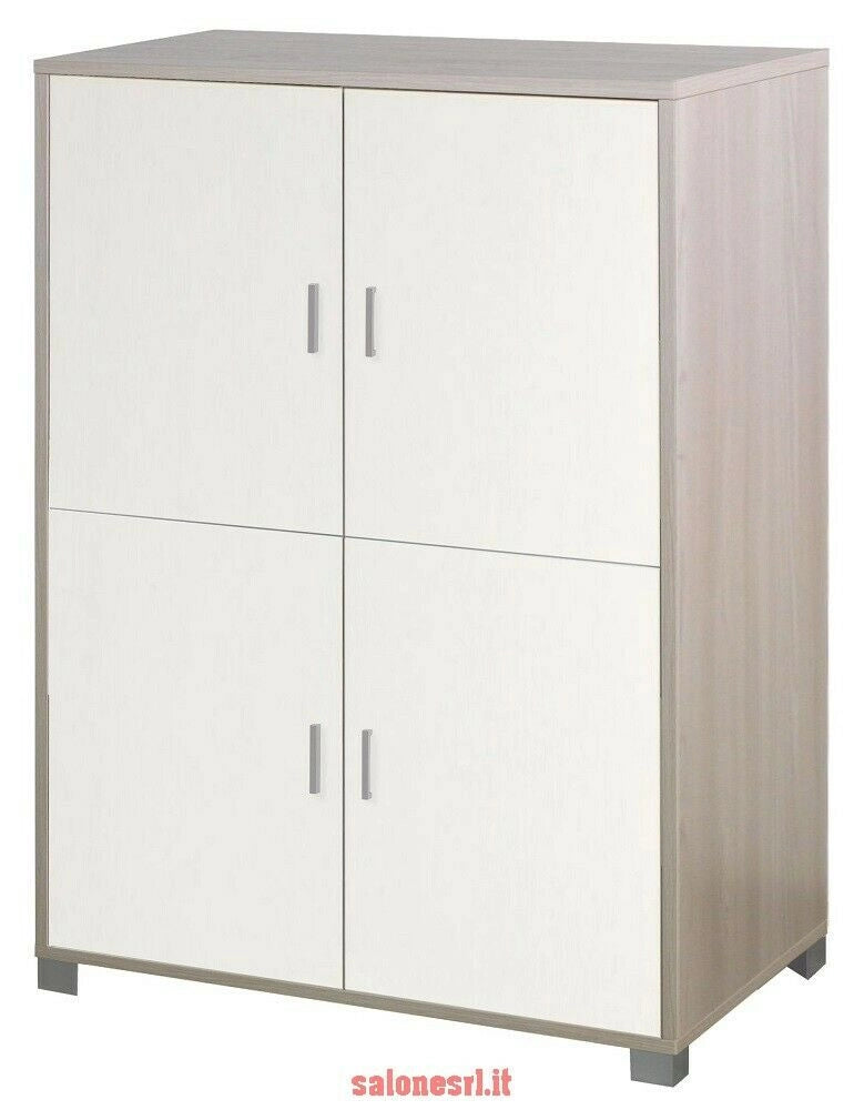 KIT MOBILE ARMADIO 4 RIPIANI H162 L107 P41 STRUTTURA OLMO FRONTALE BIANCO SARMOG 734k