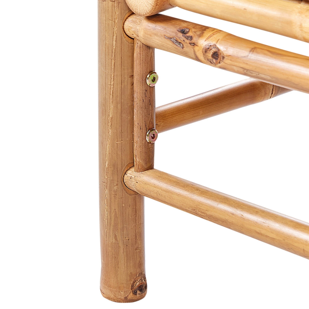 Modulo per esterni senza braccioli a 1 posto in bambù bianco sporco con cuscino seduta da giardino