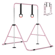 Barra ginnastica bambini estendibile orizzontale regolabile 4 livelli metallo, Barra allenamento attrezzatura casa sala allenamento Rosa