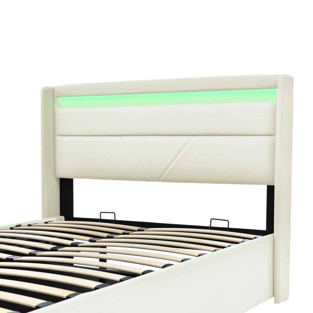 letto imbottito pu bianco 140x200 cm