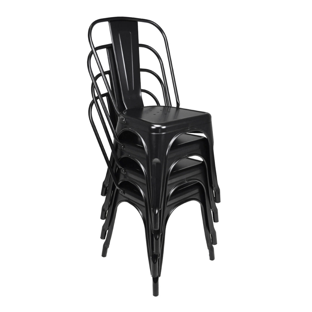Sedia industriale in metallo, sedia impilabile nera (2 pz.) - Maggie - SD10MAM