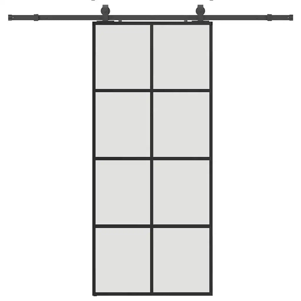 Porta Scorrevole con Ferramenta Nera 90x205 cm in Vetro ESG 3375945