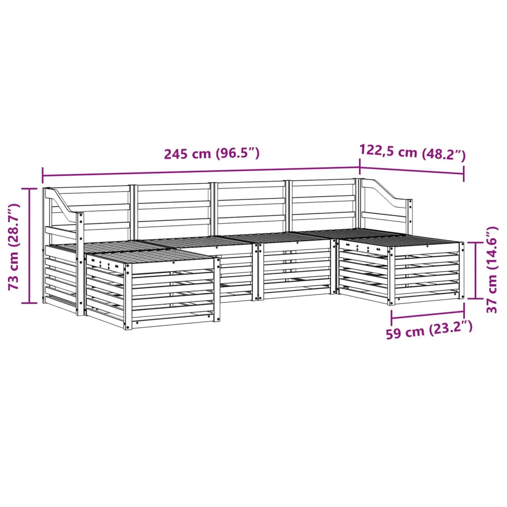 Set divani 6 pcs Bianco Legno di Acacia Massello