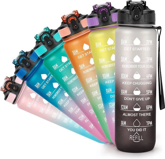 Ottimizzazione della Performance - 1 Litro - Biberon Sportivo - Libero da Bucche - BPA Free - Biberon con Manico - Cinturino - Biberon da Allenamento