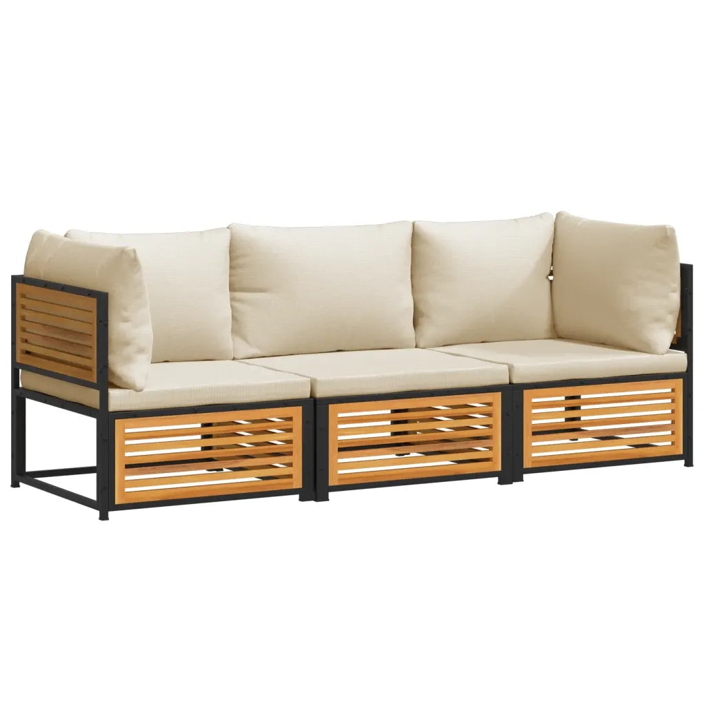 Set Divano da Giardino 3pz con Cuscini Legno Massello di Acacia 3214917