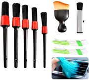 Set di pulizia autoguida, 10 setole morbide per pulire l'abitacolo, set di spazzole per pulizia dei vani di aerazione, del cruscotto, del motore, delle ruote e dei prodotti di pulizia domestica (rosso)