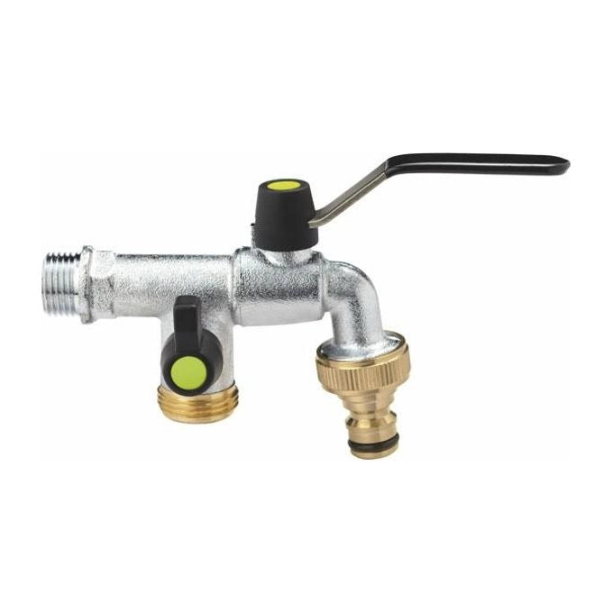 Aquajet 455B Rubinetto da Giardino a Sfera con Presa Supplementare Ottone 1-2'' x 3-4'' colore Cromato
