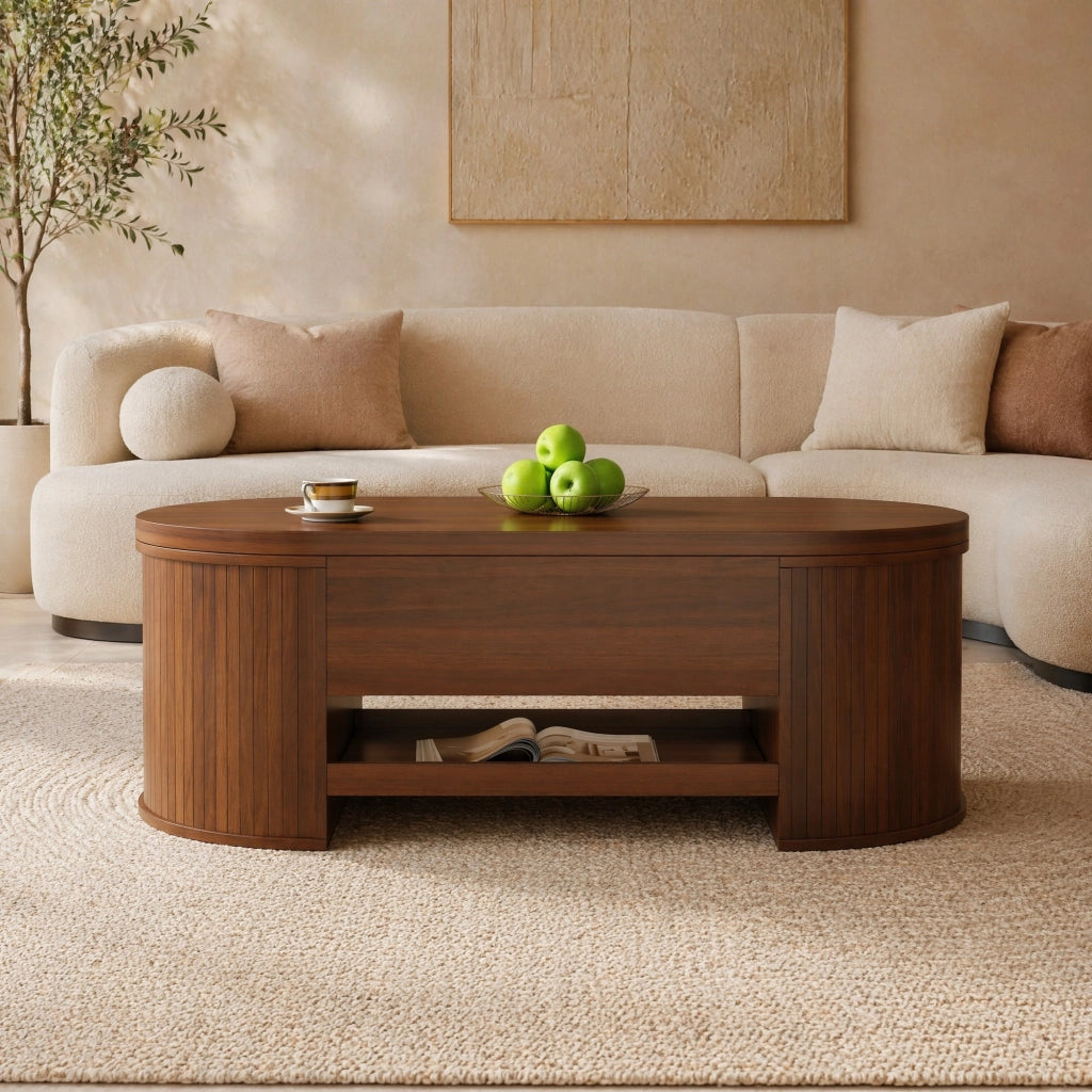 Tavolino da caffè sollevabile 110x55;5x40 cm in MDF colore noce