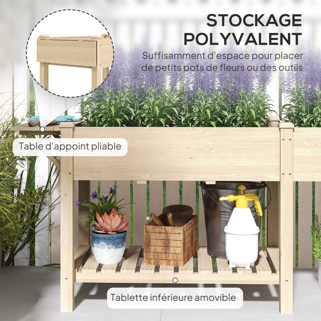 Fioriera da Giardino con Ripiano ¨C Zephmum ¨C Legno Naturale 207x59x78 cm