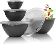 Set di contenitori grande con coperchio, set di contenitori 0,7-6 l in nero antico, grandi contenitori in plastica BPA-free