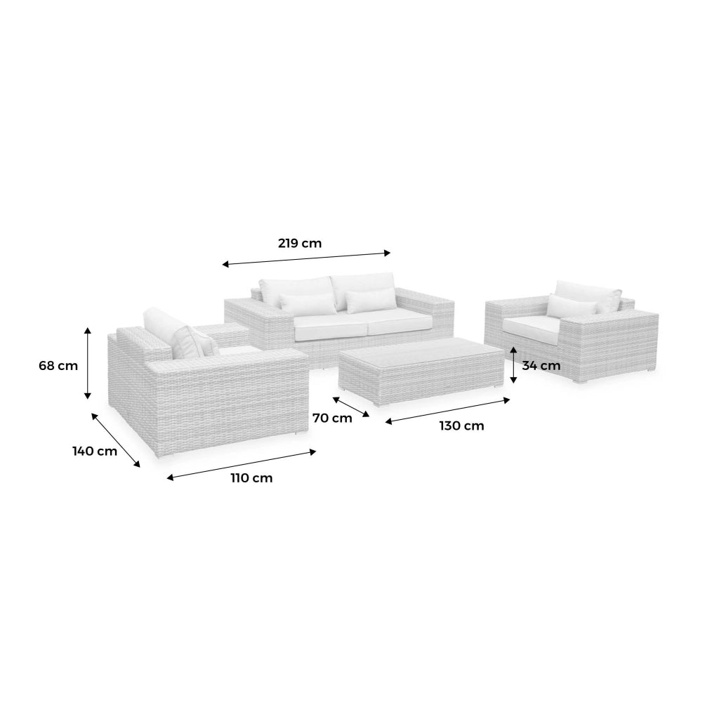 Salotto da giardino in resina extra large, 4 posti, beige