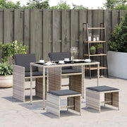 Set Pranzo da Giardino 5pz con Cuscini Grigio Chiaro Polyrattan