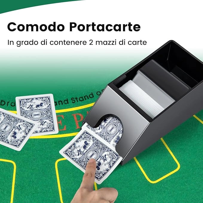 Set di Fiches da Poker con 300/600 Fiches, 2/6 Mazzi di Carte 5 Dadi Mescolatore Automatico di Carte e Tappeto, Scatola Portatile, Poker Chips per Party Viaggi e Feste (300 PCS)