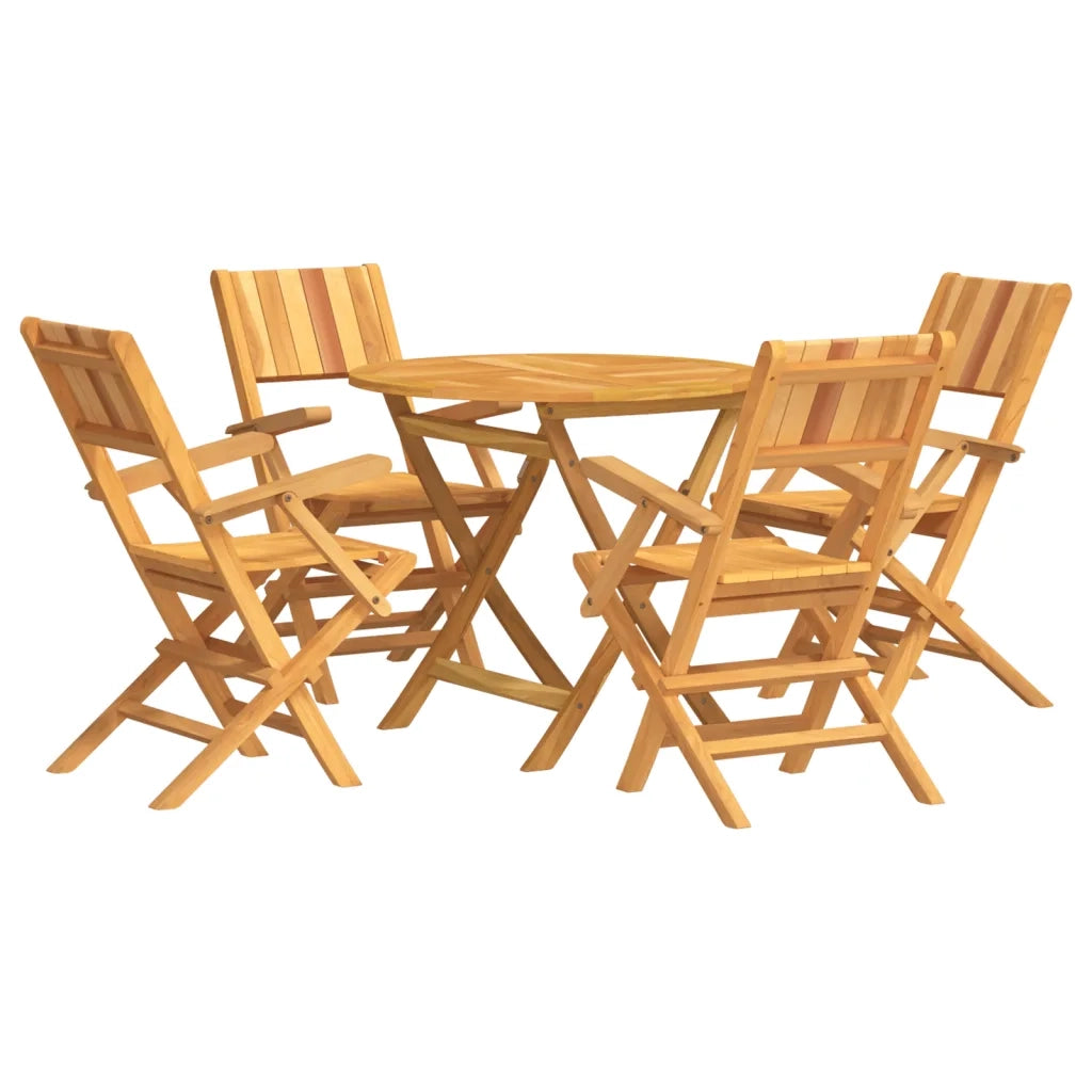 Set da Pranzo per Giardino 5 pz in Legno Massello di Teak