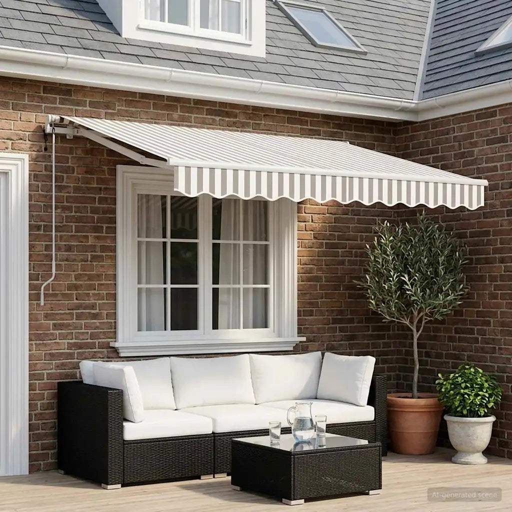 Tenda retrattile Grigio chiaro e bianco 300 x 250 cm Poliestere 3425841