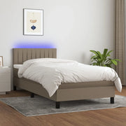 Letto a Molle con Materasso e LED-Struttura Letto con Materasso Tortora 90x200 cm in Tessuto 235442