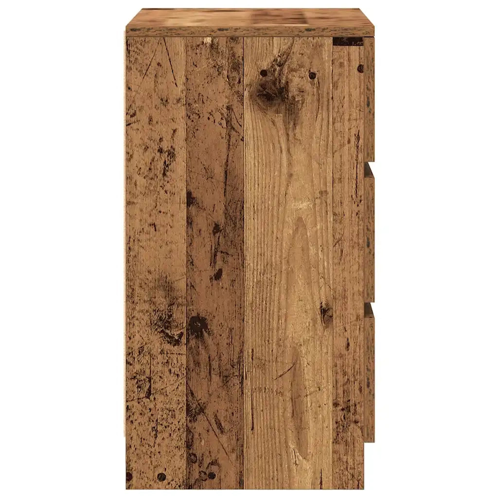 Comodini con 3 Cassetti 2 pz Legno Antico 39x35x65 cm