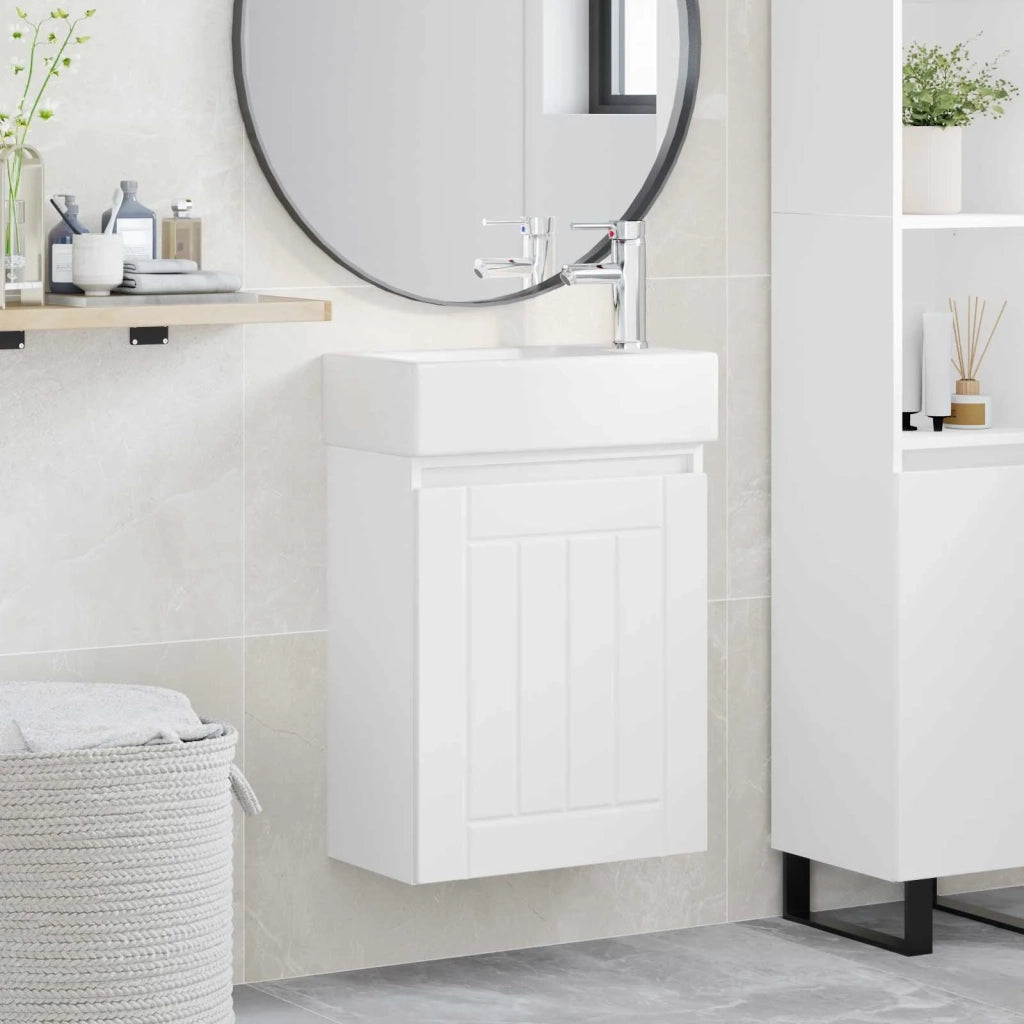 Mobile bagno con rubinetto Bianco 45,5 x 25,5 x 84 cm
