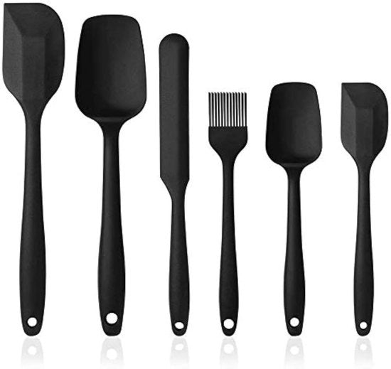 Set di Spatole in Silicone a 6 pezzi - Resistente al Calore fino a 230°C - Cucina in Acciaio Inossidabile - Rivestimento Antitarsale - Design Flessibile - BPA libero