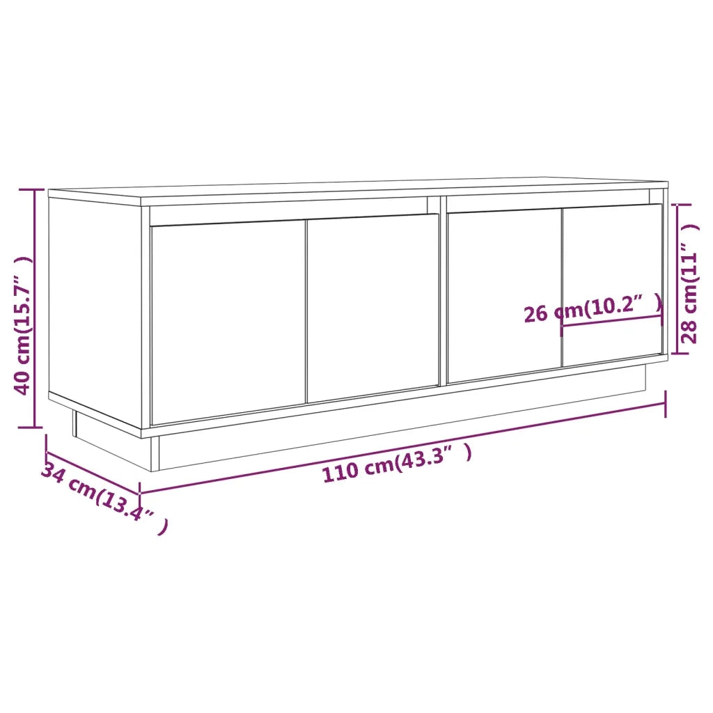 Mobile TV | Armadietto TV | Mobile Porta TV Bianco 110x34x40 cm in Legno Massello di Pino