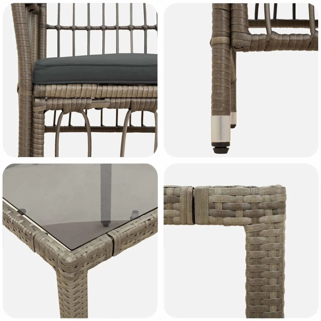 Set da pranzo per esterni 7 pz Grigio polyrattan 3448942