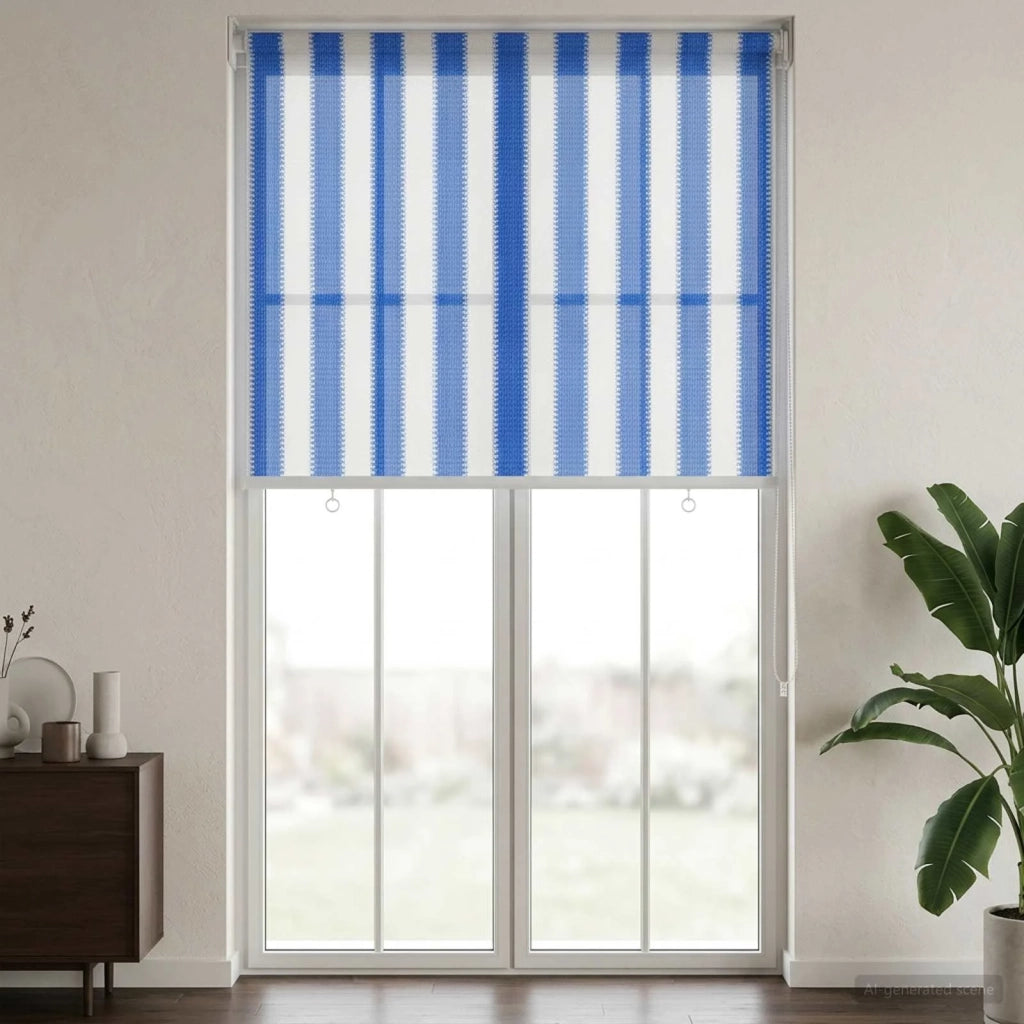 Tenda a Rullo Esterno Blocco UV 90% Strisce Blu e Bianche HDPE 42035975