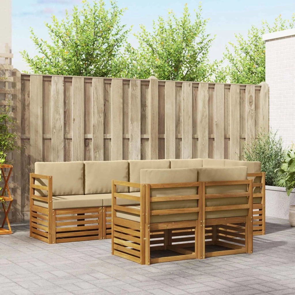 Set divano sezionale con cuscino 7 pcs Naturale e Beige 3374953