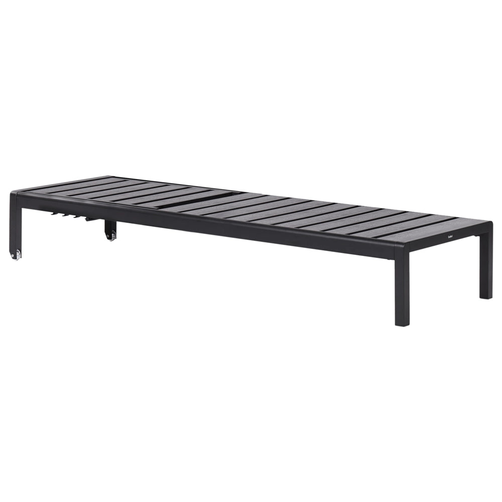 Lettino da esterno da giardino Struttura in alluminio nero Schienale reclinabile regolabile