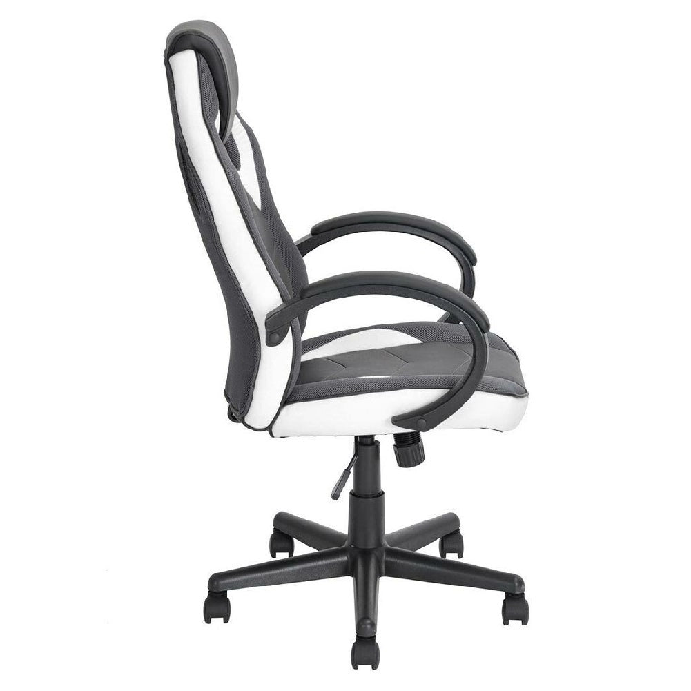 Sedia Gaming Poltrona Ufficio Direzionale 5Ruote Girevoli Sportiva Racer Nero Bianco