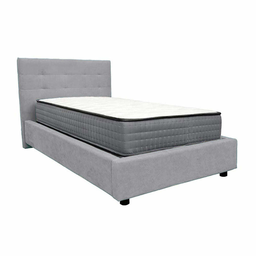 Letto contenitore piazza e mezza 120x190 cm con rete ortopedica a doghe, tessuto Enjoy, made in Italy - 20 Silver