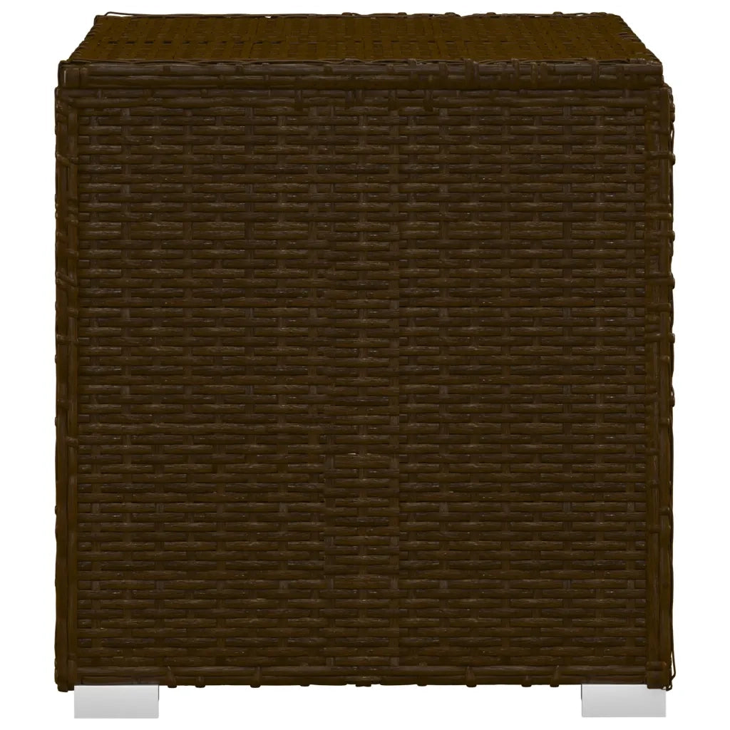 Lettini Prendisole con Tavolino 3 pz-Set di 3 Lettini per esterni in Polyrattan Marrone