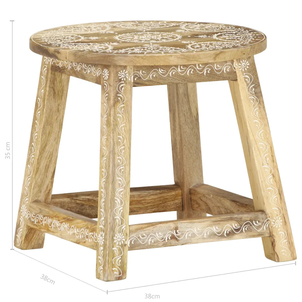Sgabello Dipinto a Mano 38x38x35 cm in Legno Massello di Mango 287445