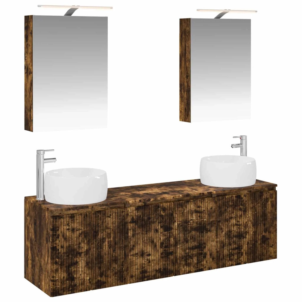 Set di Armadi da Bagno 5 pcs Rovere Fumo Legno ingegnerizzato 3406515