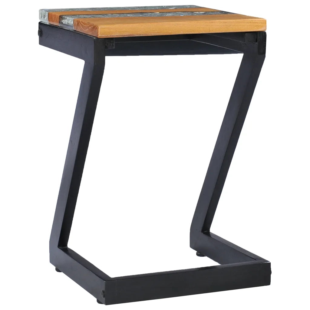 Tavolino Salotto-Tavolino da soggiorno-Tavolo 30x30x50 cm Legno Massello Teak e Poliresina