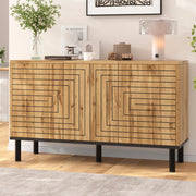 Credenza con 3 ante e 6 vani, apertura push-open, motivo a onde, per soggiorno e sala da pranzo, 120 × 35 × 68 cm