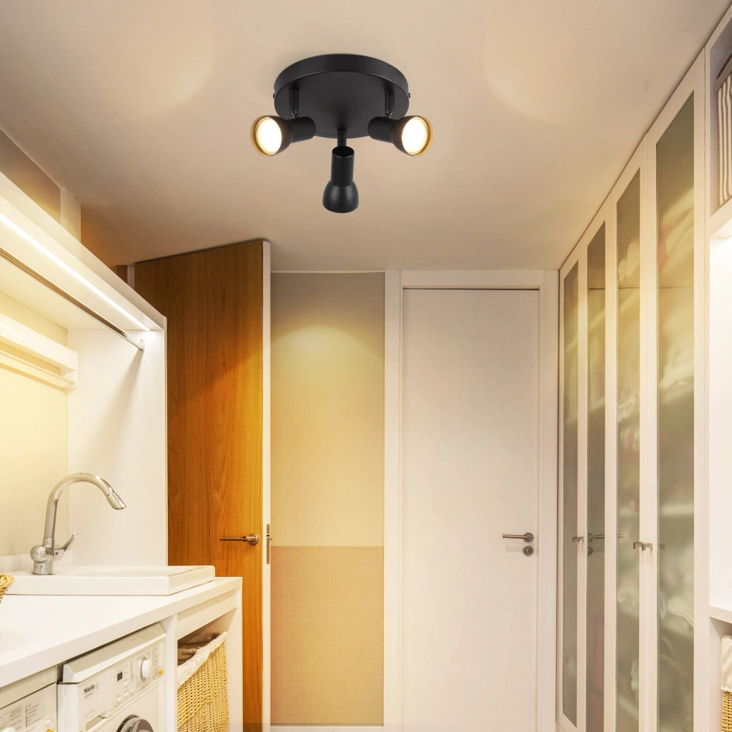 ZMH Faretto da soffitto neri 3 luci GU10 metallo design moderno girevoli senza lampadina