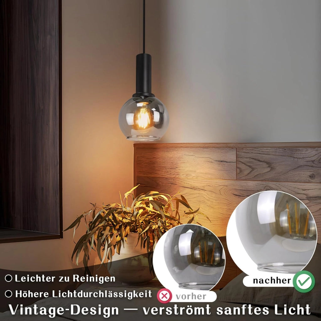Lampada a sospensione ZMH per sala da pranzo 1 fiamma nera E27 vintage per soggiorno