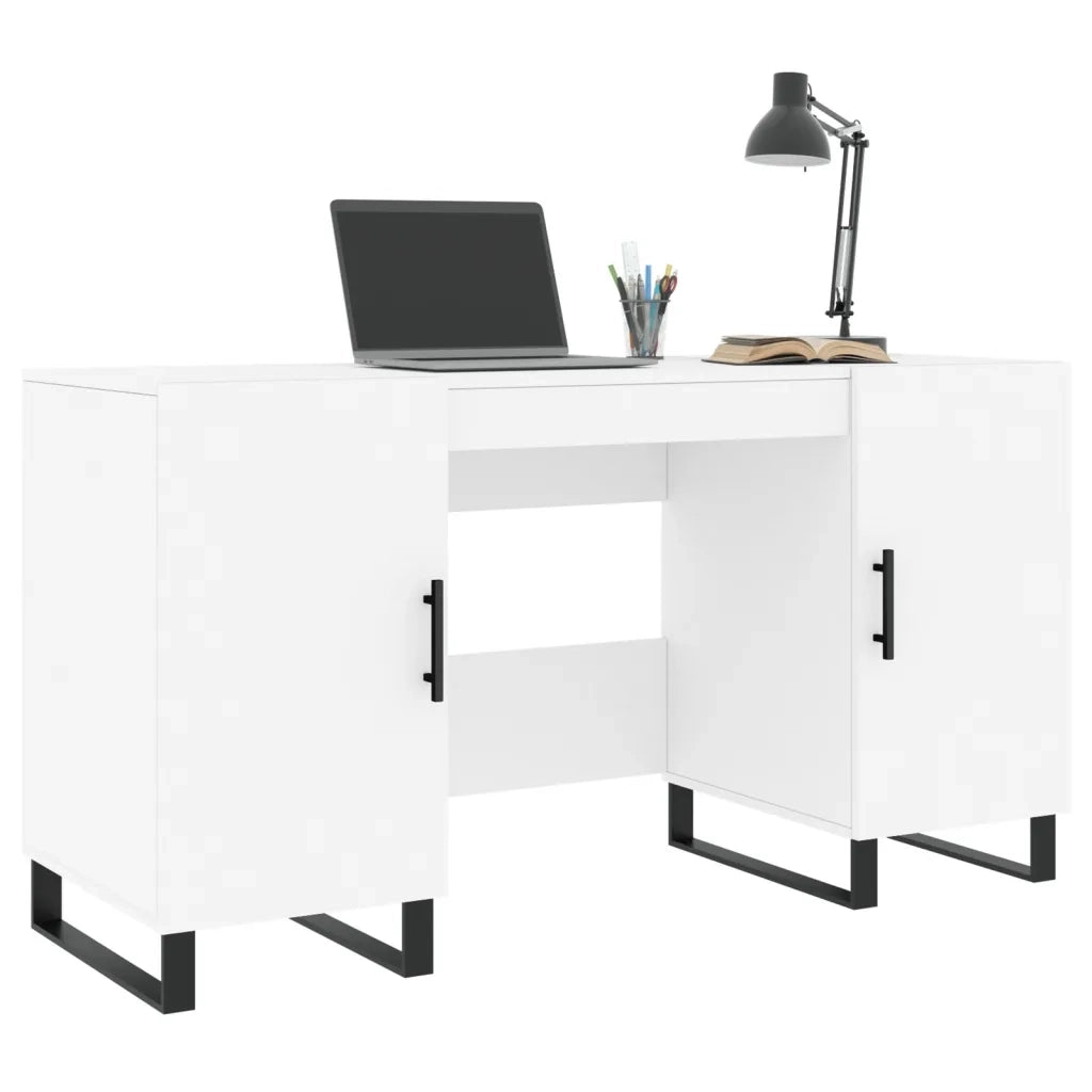 Scrivania | Tavolo da Ufficio Bianca 140x50x75 cm in Legno Multistrato