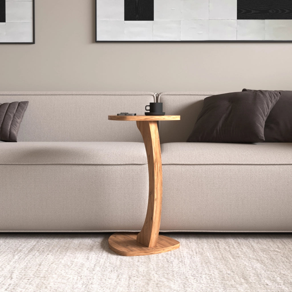 Tavolino per Divano Klinerg a Forma di C con Rotelle - Effetto Legno [en.casa]