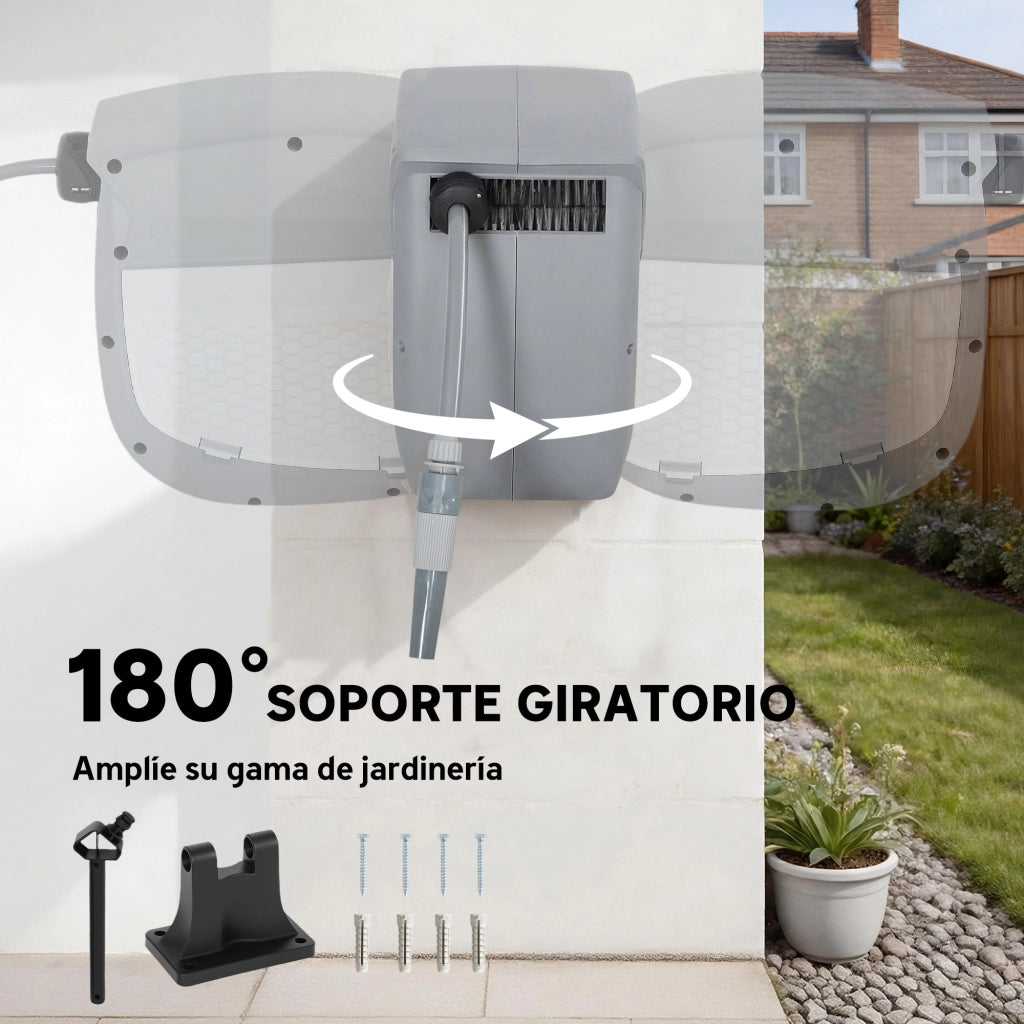 Molla per Tubo Retrattile 10+1 m ¨C zephmum ¨C Grigio con Supporto e Boquilla 2 Modifiche