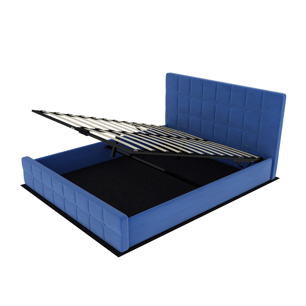 letto imbottito flanella blu 160 x 200 cm