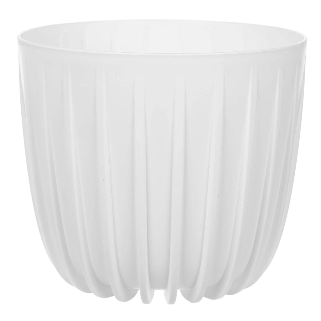 KADAX Vaso da fiori, coprivaso rotondo in plastica, 16 cm, bianco
