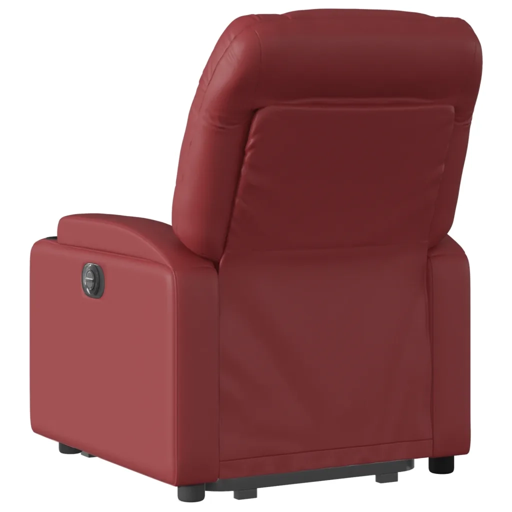 Poltrona Alzapersona Reclinabile Rosso Vino in Similpelle 3204683