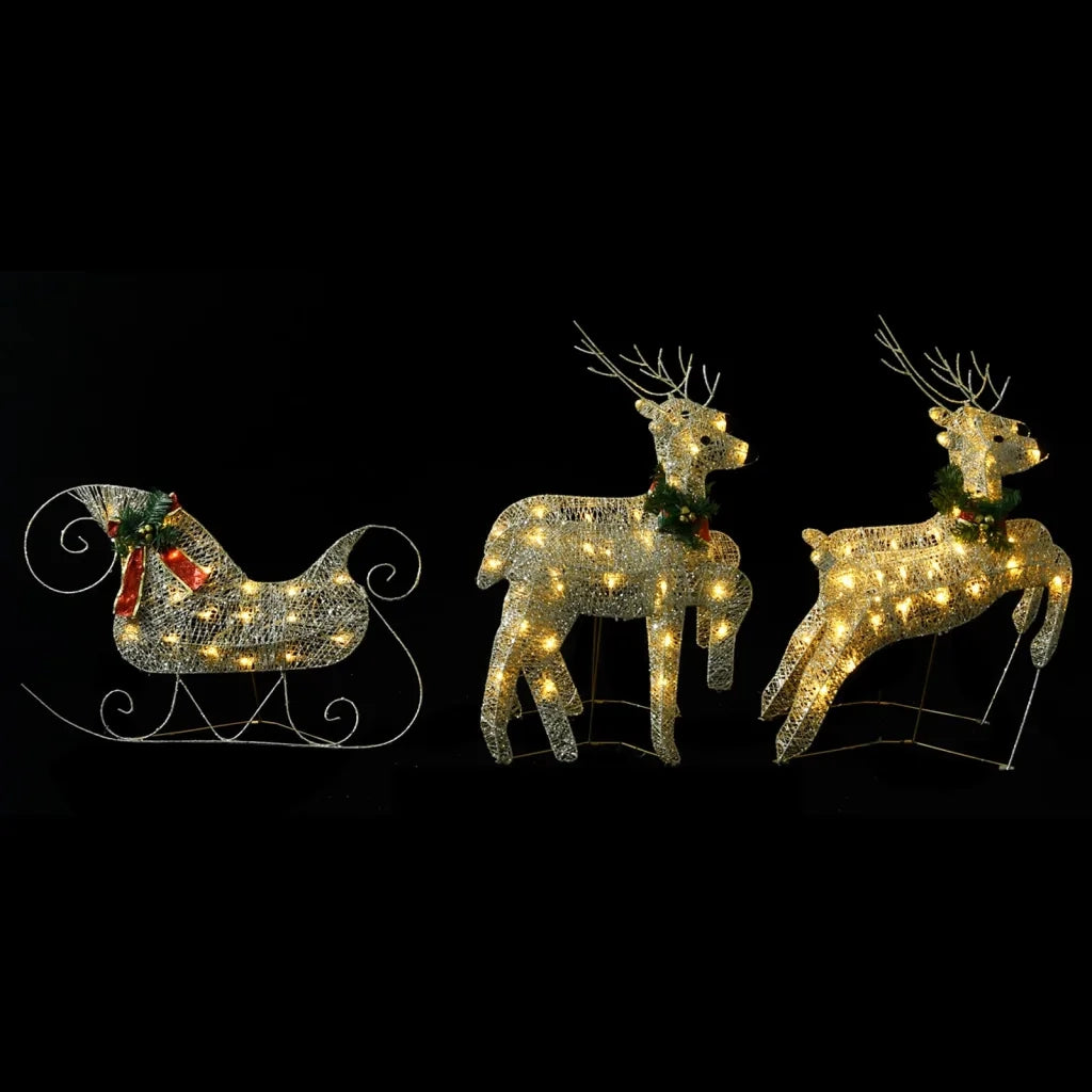 Renne e Slitta Decorazione Natalizia per Esterni 100 LED Oro 329830