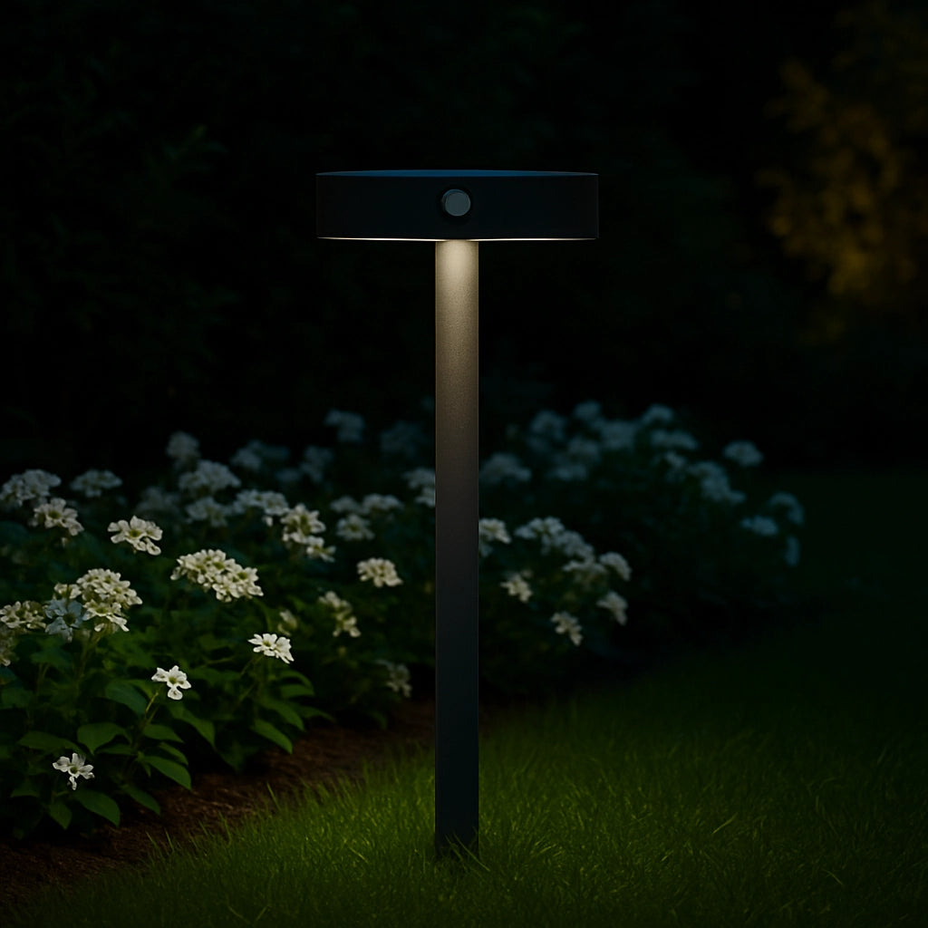 SYRIO Lampione Solare da Giardino h. 50 - IP65 Con Pannello Integrato e Sensore di movimento in colore ANTRACITE
