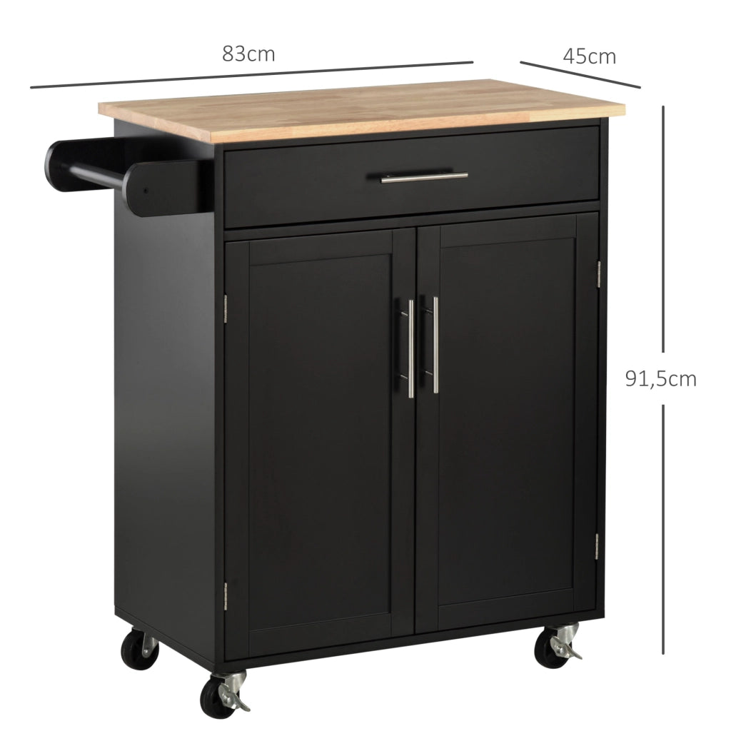 Tavolino da cucina con ruote e cassetto ¨C zephmum ¨C 83x45x91.5 cm nero