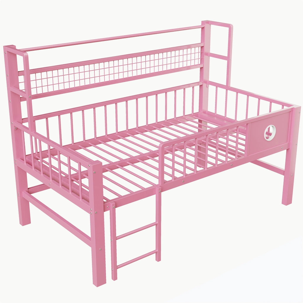 LETTO A CASTELLO BASSO 90x200 cm in metallo rosa