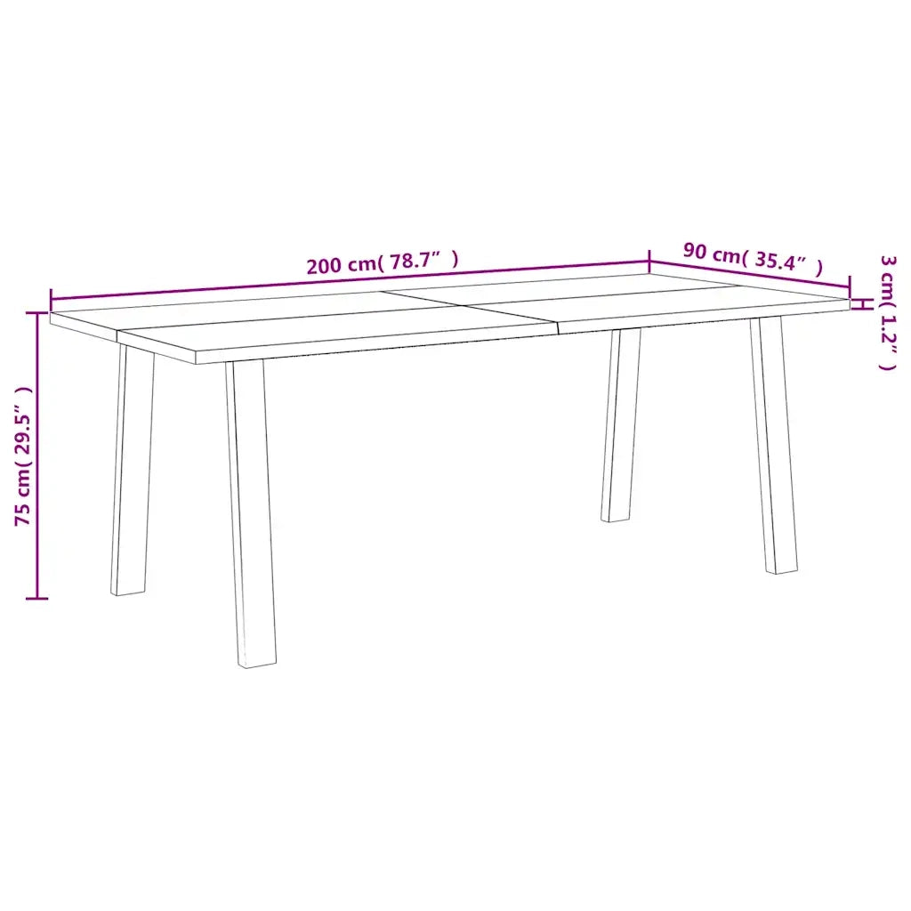 Tavolo da Pranzo 200x90x75 cm in Legno Massello di Acacia 353299