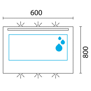 Lineabeta - Specchio LED Europa 60x80cm con cornice grigia e antiappannamento